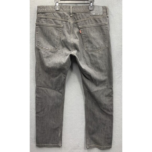 Levi's 513 Denim Jeans Men's Slim Straight Distressed Zip Black Size 36X30 - Picture 1 of 16